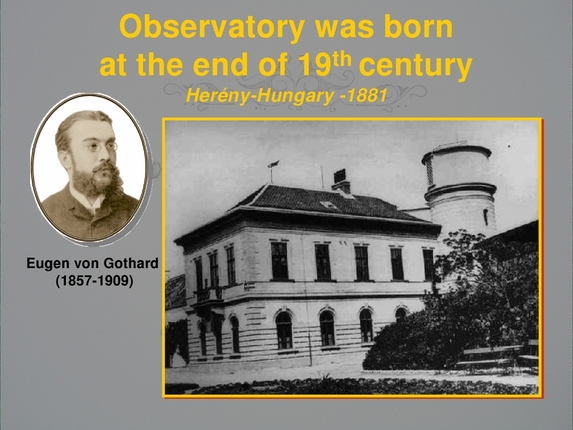 István Jankovics: Gothard Astrophysical Observatory 1881-2006