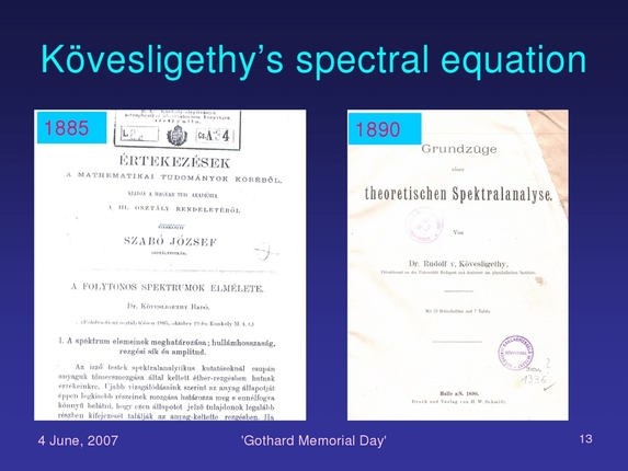 Lajos Balázs: Theoretical spectralanalysis at the end of 19th century